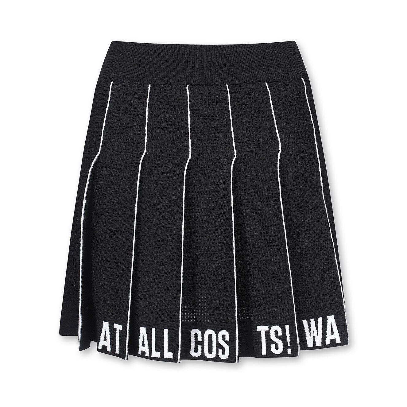 WOMEN 裾レタリングプリーツスカート ブラック