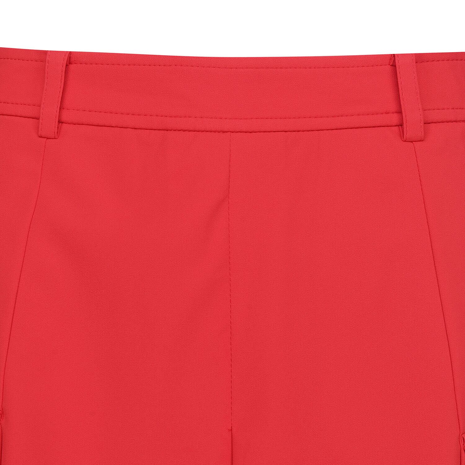 WOMEN バックプリーツショートパンツ レッド