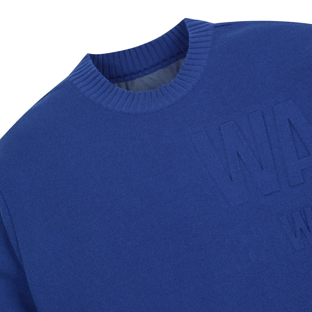 MEN エンボスロゴ ポイントラウンドセーター ブラック