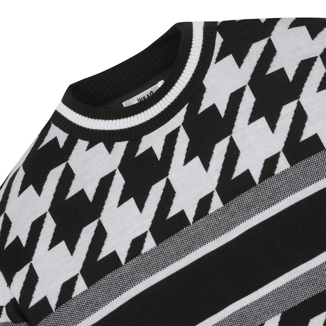 MEN ウィンターハウンズトゥース 防風タートルセーター ホワイト