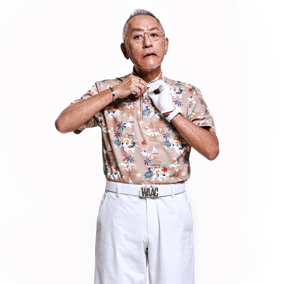 【25SS 新作】MEN リゾートパターンポロシャツ ベージュ