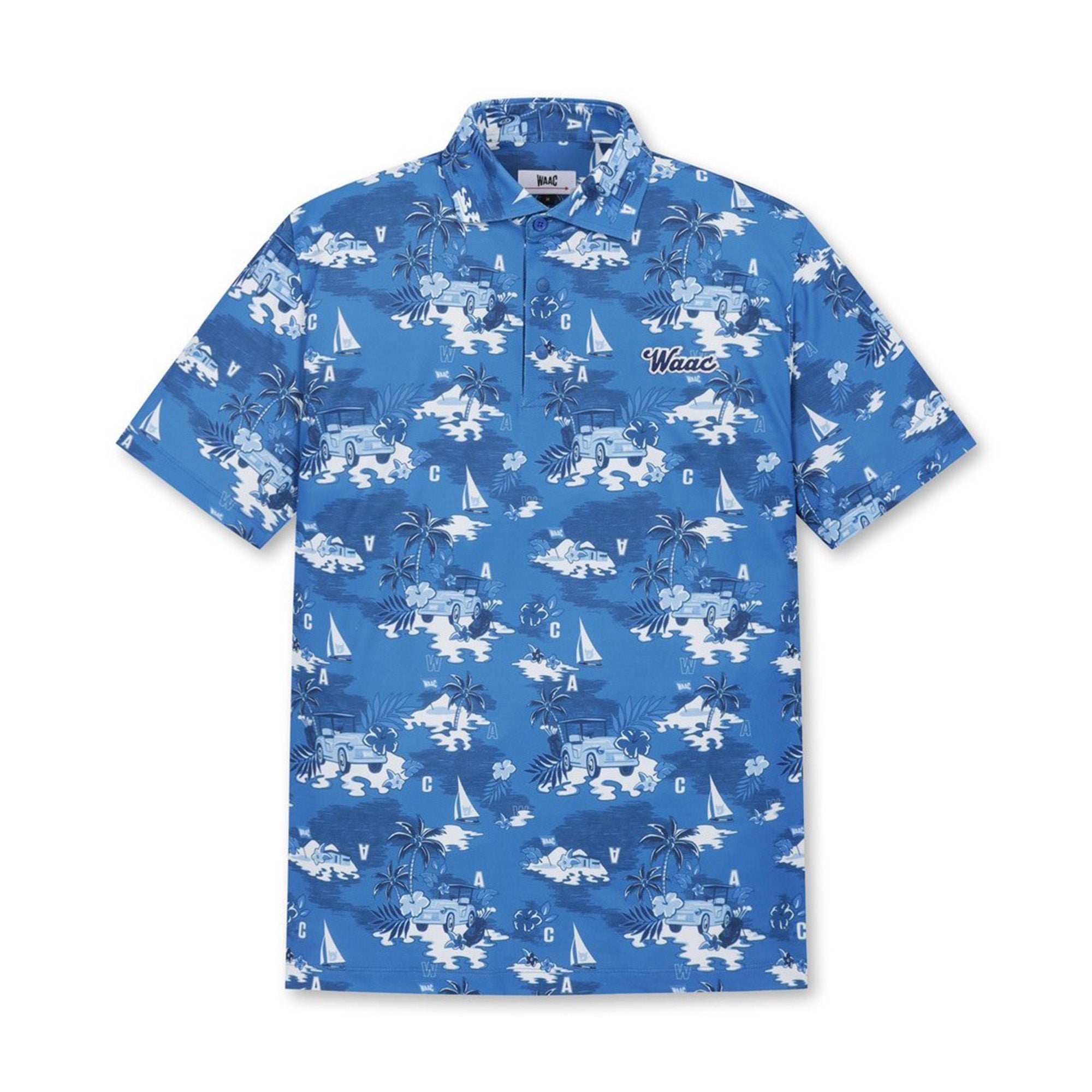 【25SS 新作】MEN リゾートパターンポロシャツ ネイビー