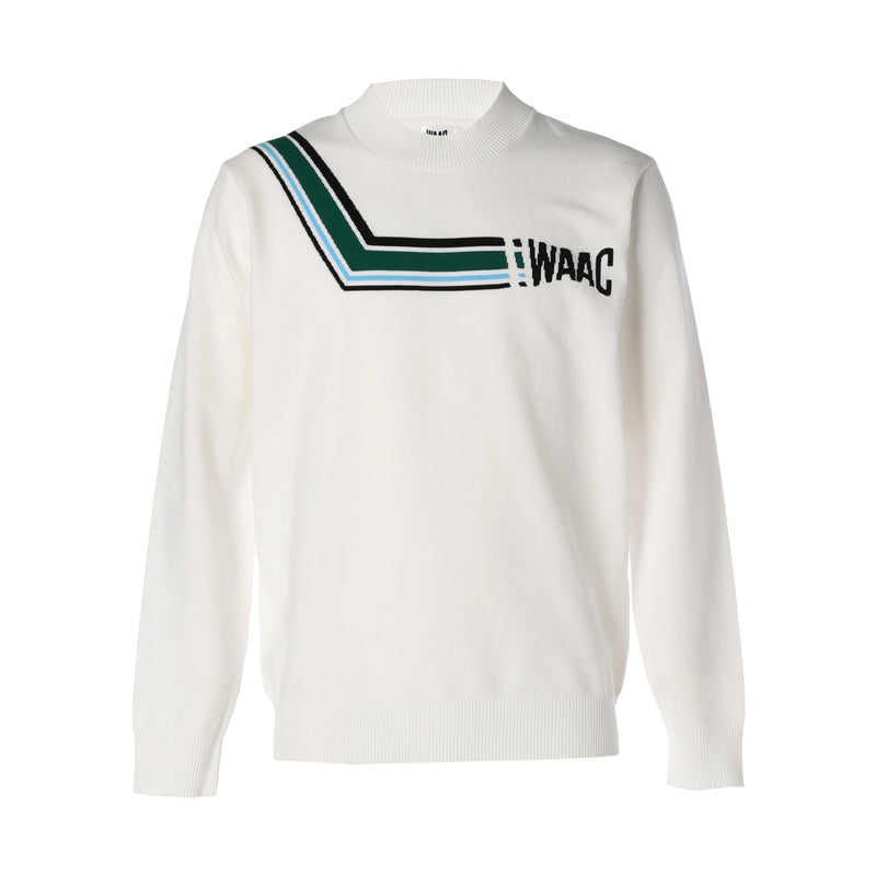 MEN 変形ボーダーニット 長袖プルオーバー ホワイト