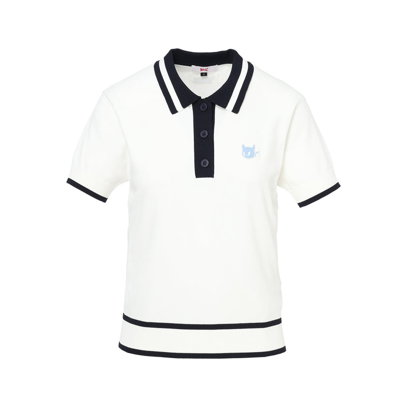 WOMEN ストレッチニットポロ ホワイト