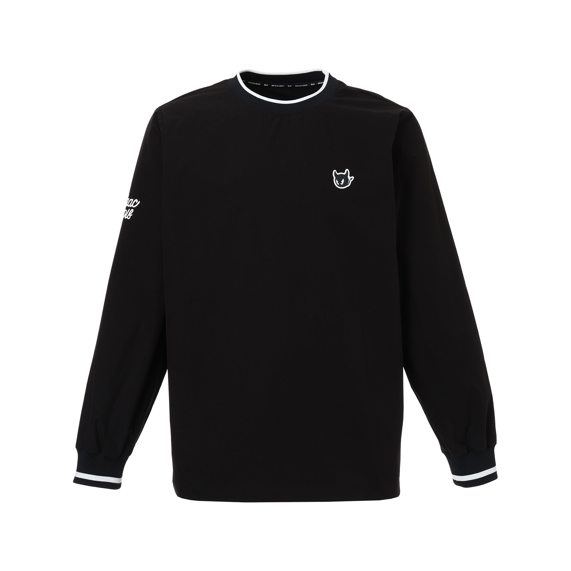 MEN ストレッチタフタバックロゴプルオーバー ブラック