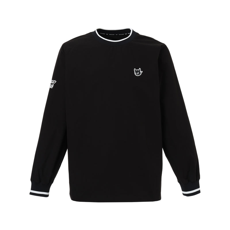 MEN ストレッチタフタバックロゴプルオーバー ブラック