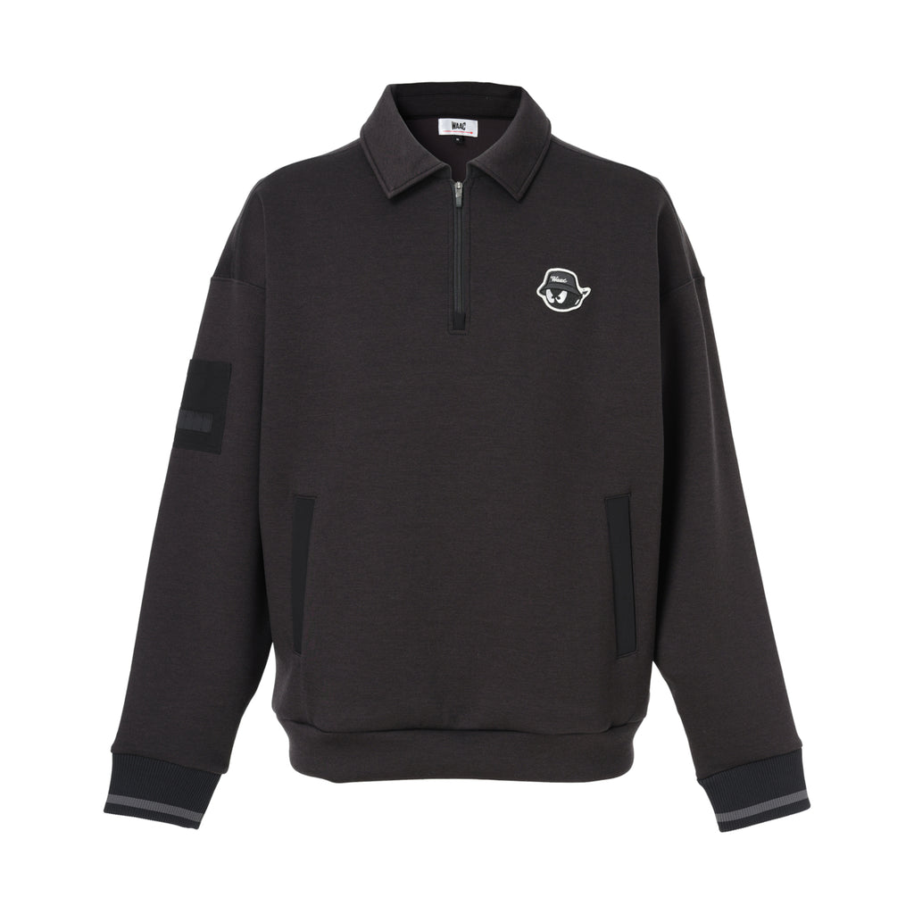 MENS ダンボールニットハーフジップ ブラック/072244021