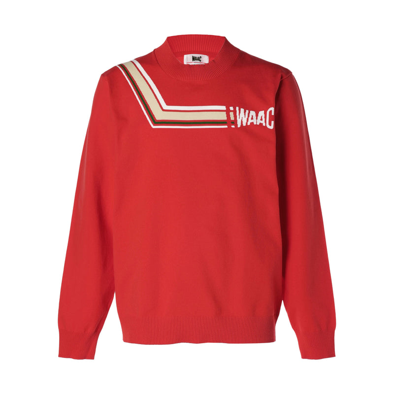 MEN 変形ボーダーニット 長袖プルオーバー オレンジ