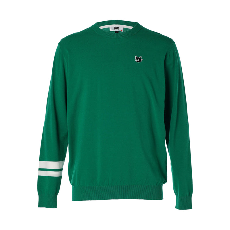 MEN ソフトタッチベーシックニット 長袖プルオーバー グリーン