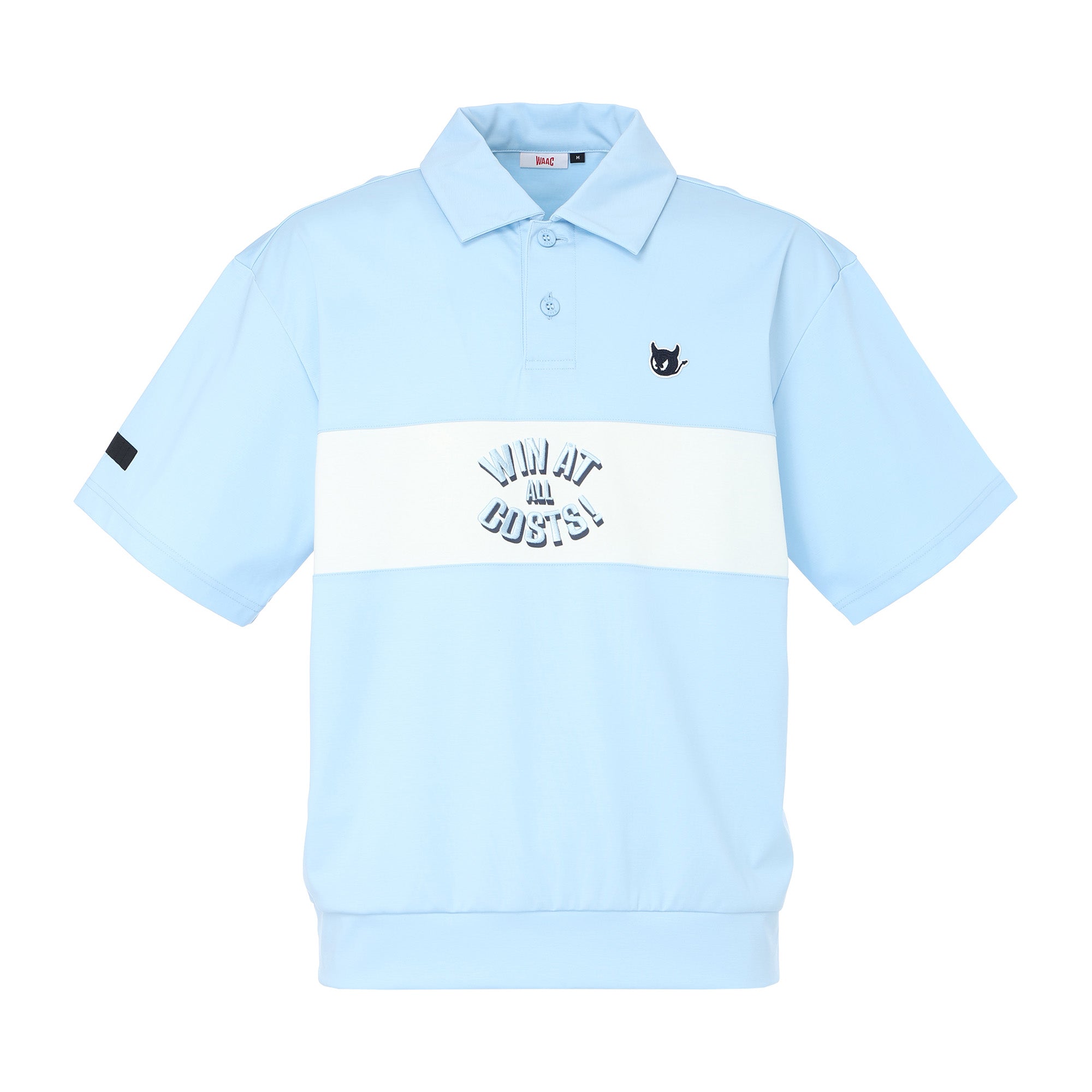 MEN カラーブロック ポンチポロ ライトブルー