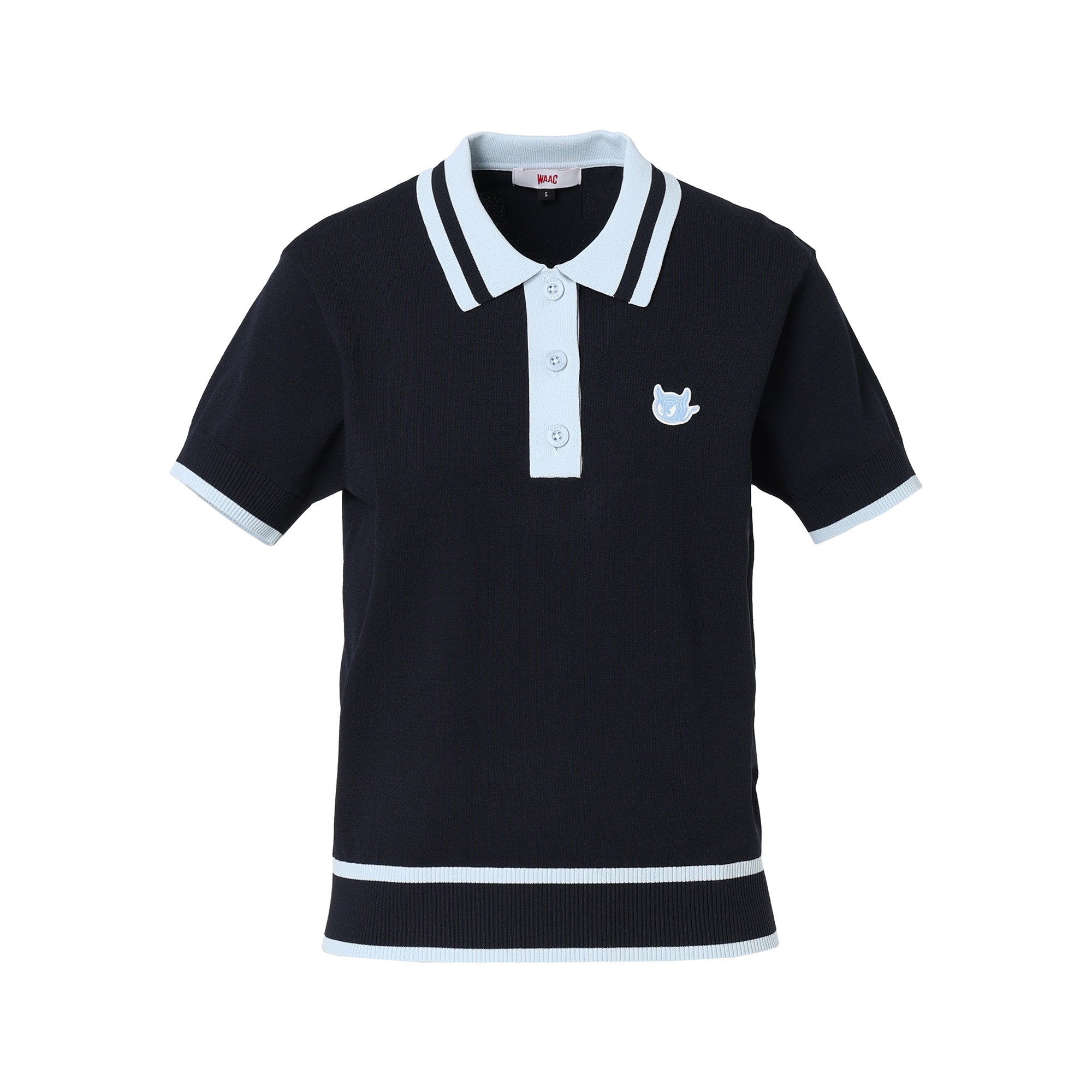 WOMEN ストレッチニットポロ ネイビー