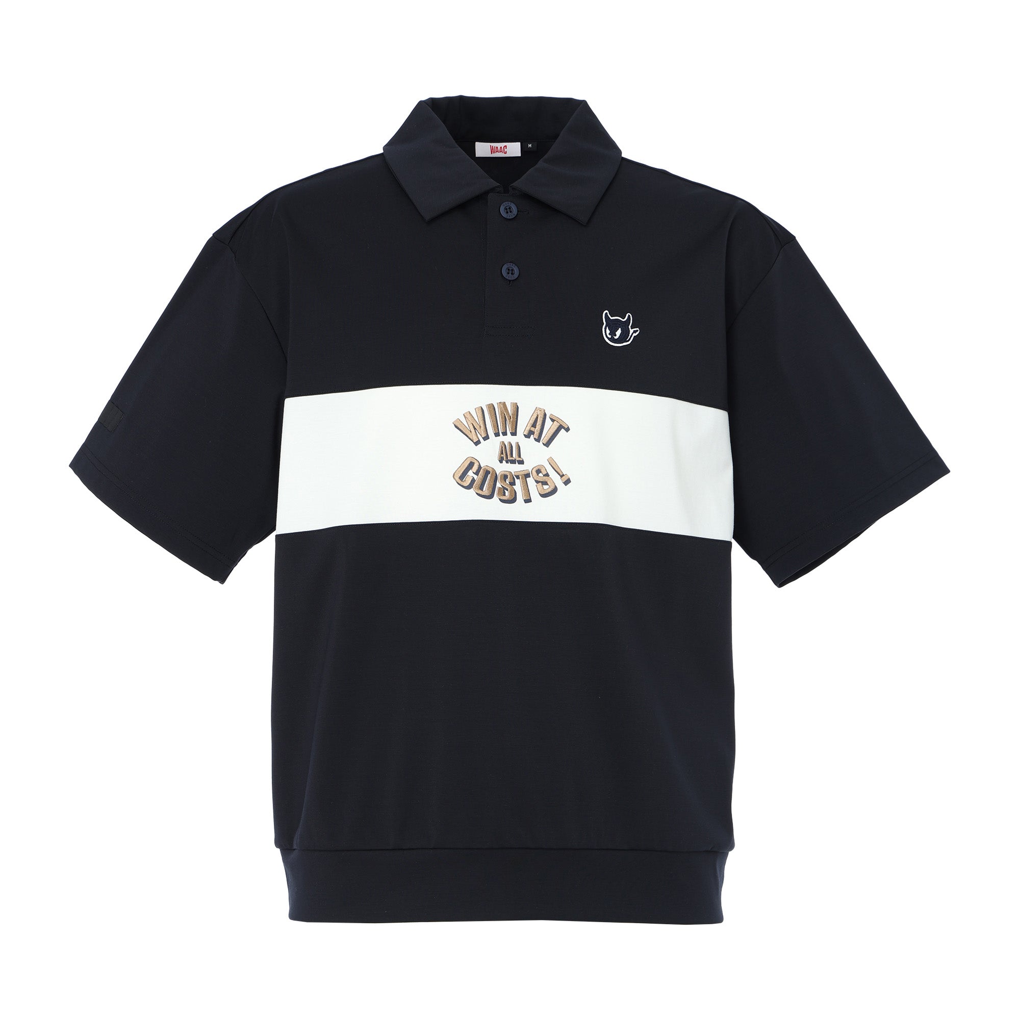 MEN カラーブロック ポンチポロ ネイビー