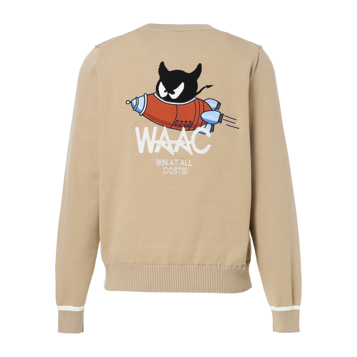 WOMEN SEASONAL裏付きニットプルオーバー ベージュ
