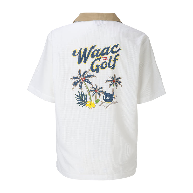 【25SS 新作】MEN DotAir®バックプリントオープンカラーシャツ ホワイト