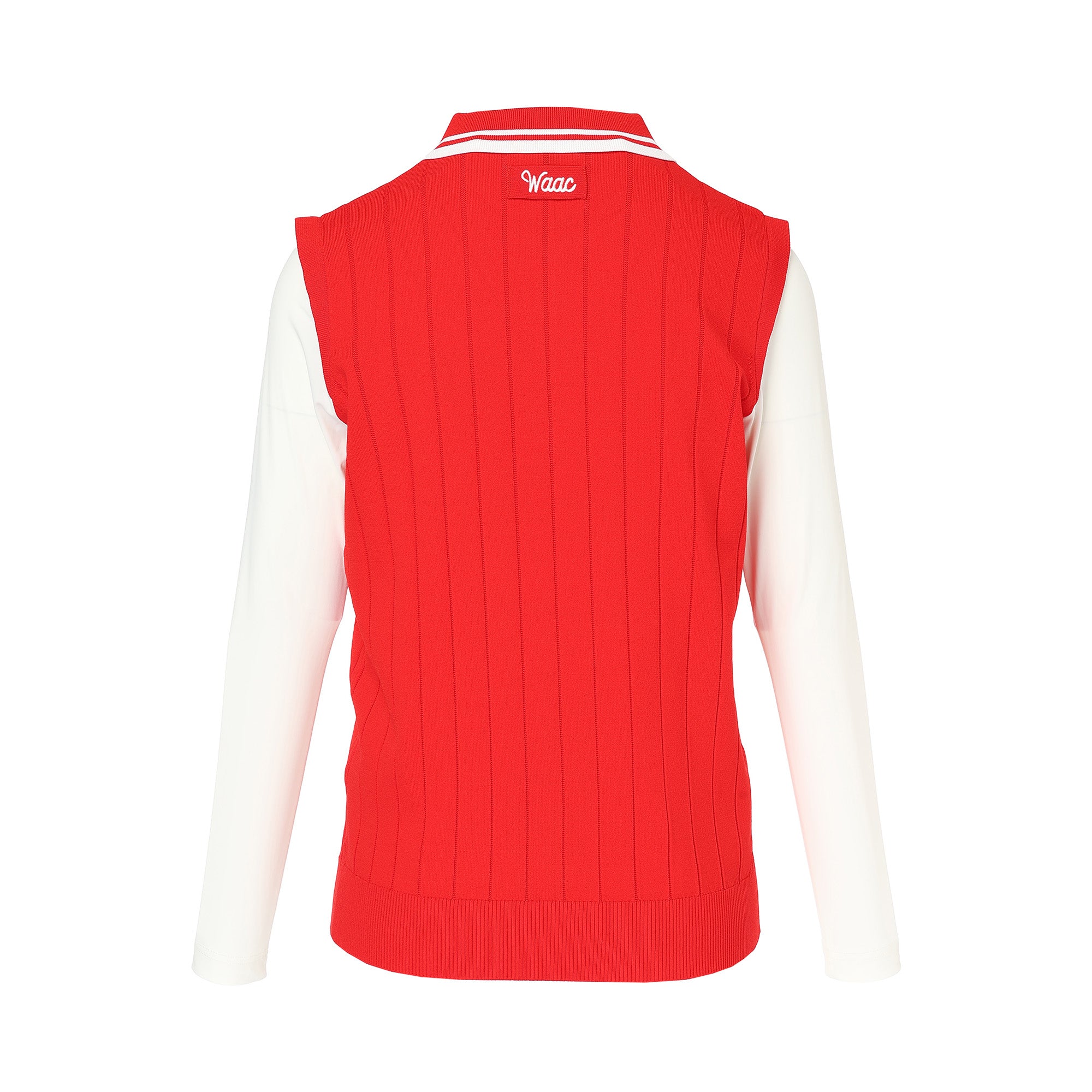 WOMEN ハイブリッド ハーフジップニットポロ レッド