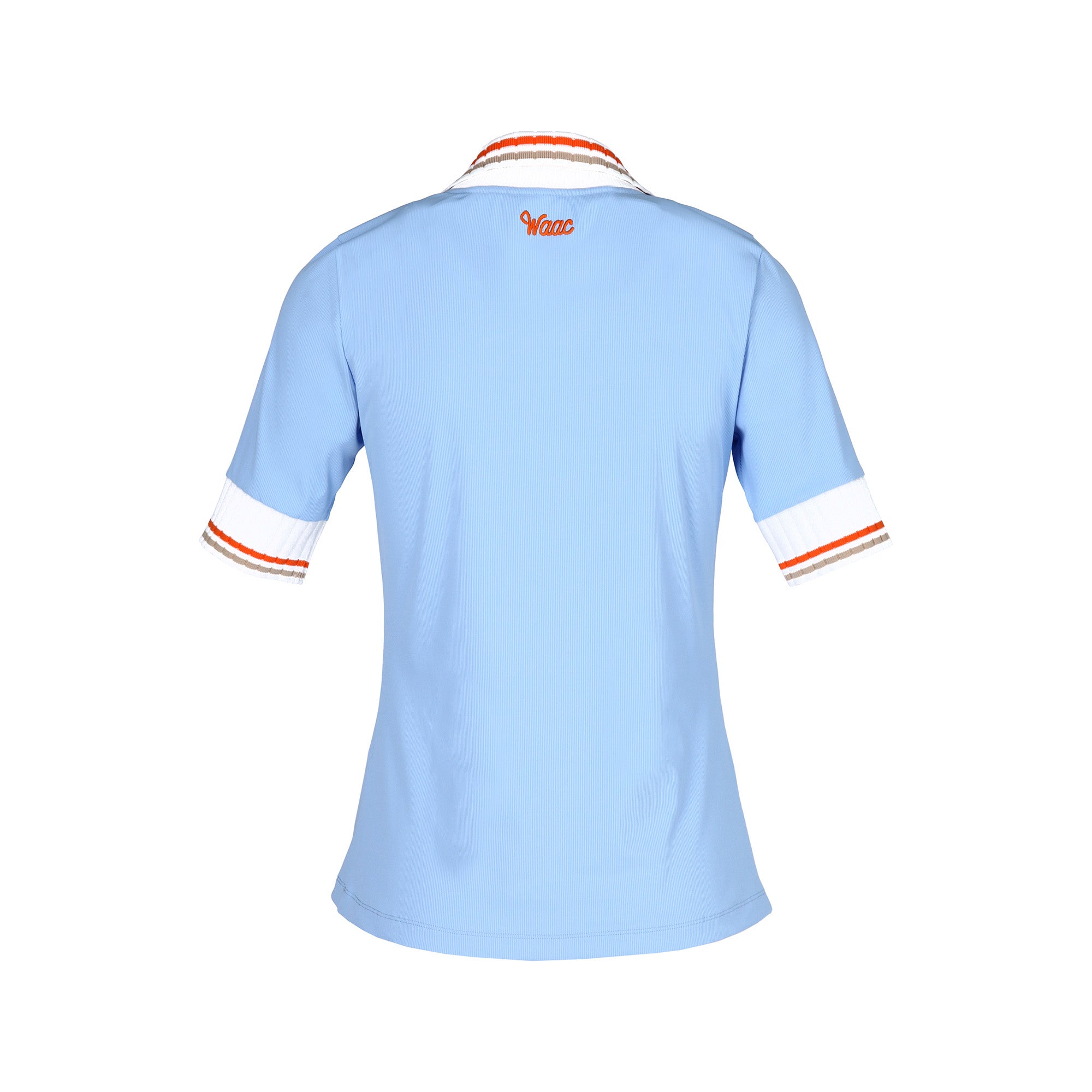 WOMEN カラーブロック リブポロシャツ ライトブルー