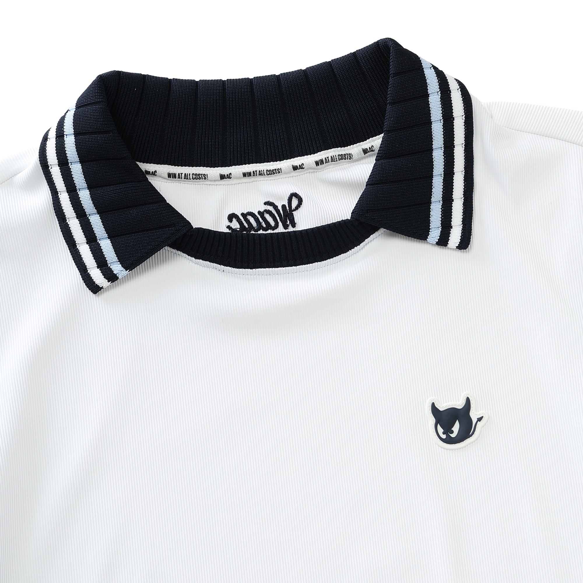 WOMEN カラーブロック リブポロシャツ ライトブルー