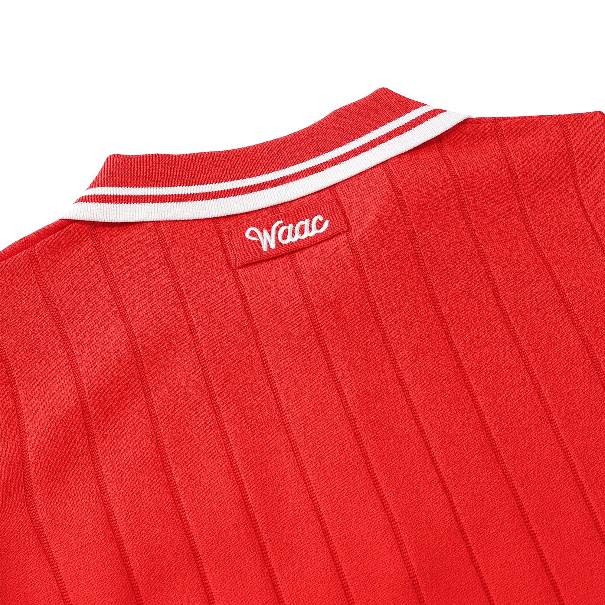 WOMEN ハイブリッド ハーフジップニットポロ レッド