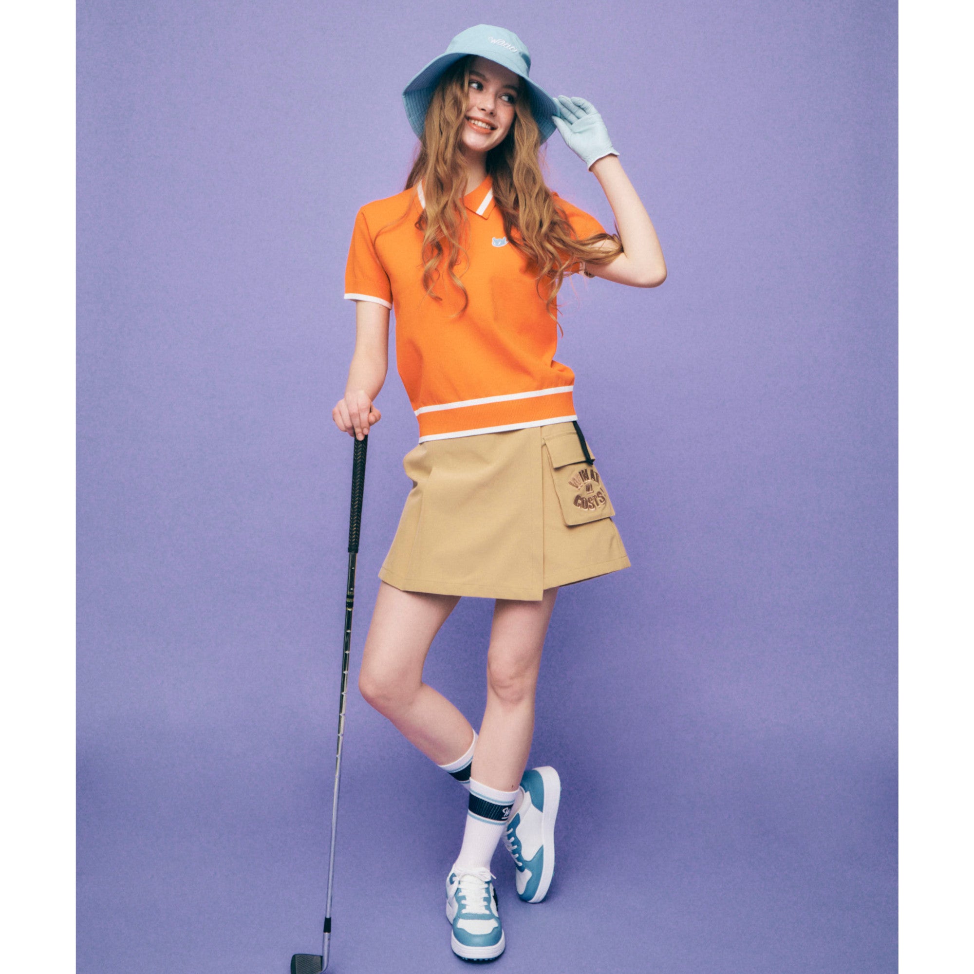 WOMEN ストレッチニットポロ オレンジ WOMEN ストレッチニットポロ オレンジ