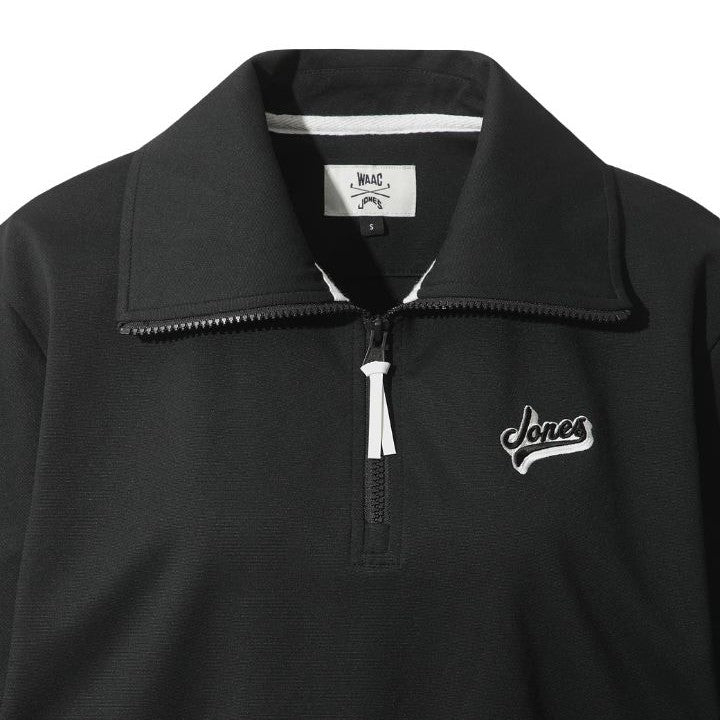Professor.E Dirt Polo ブラック系 ポロスウェット WOMEN ルーズフィット ハーフジップ スウェットポロ ブラック