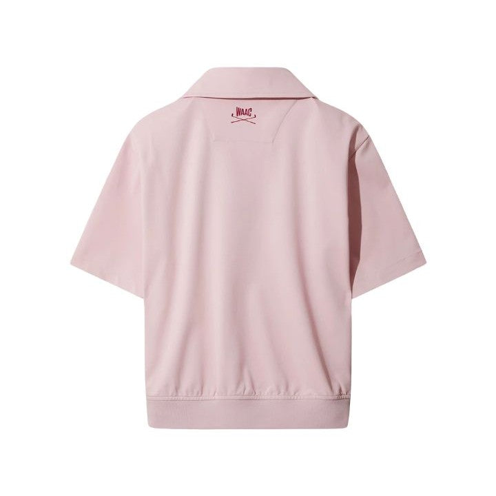 WOMEN ルーズフィット ハーフジップ スウェットポロ ピンク WOMEN ルーズフィット ハーフジップ スウェットポロ ピンク