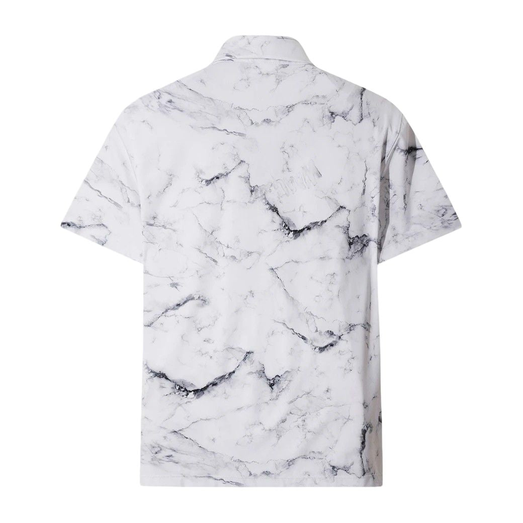MEN マーブルパターン スタンダートフィットポロシャツ ブラック