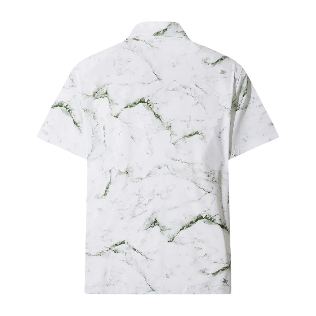 MEN マーブルパターン スタンダートフィットポロシャツ グリーン