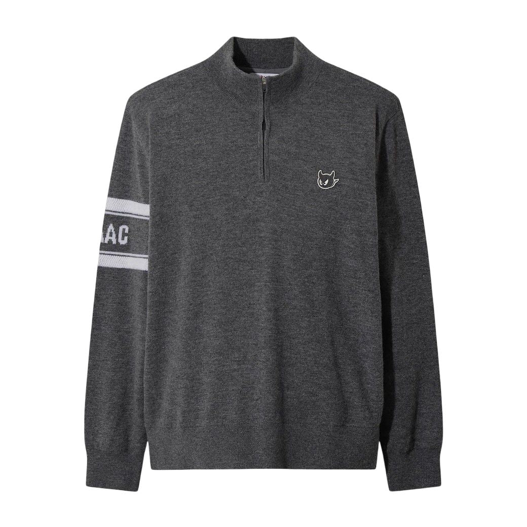 MEN PURE WOOL シグネチャーハーフジップセーター グレー