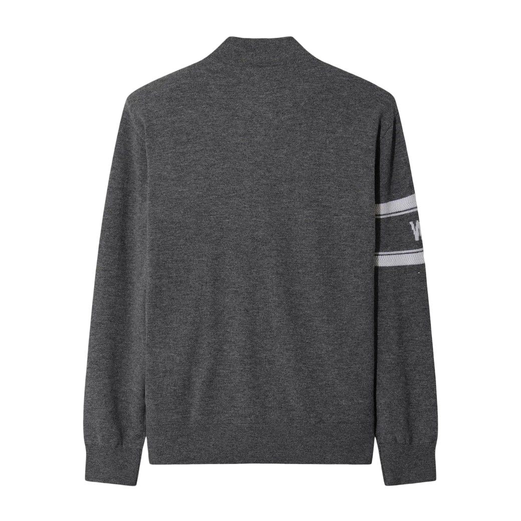 MEN PURE WOOL シグネチャーハーフジップセーター グレー