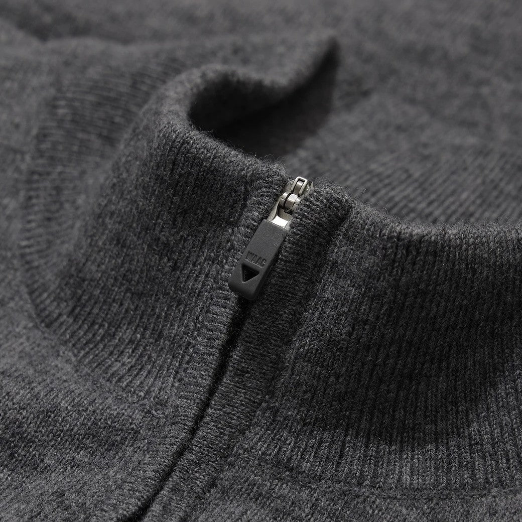 MEN PURE WOOL シグネチャーハーフジップセーター グレー