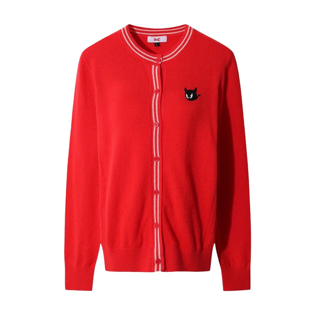 WOMEN WTO カシミヤ100 ホールガーメントカーディガン レッド