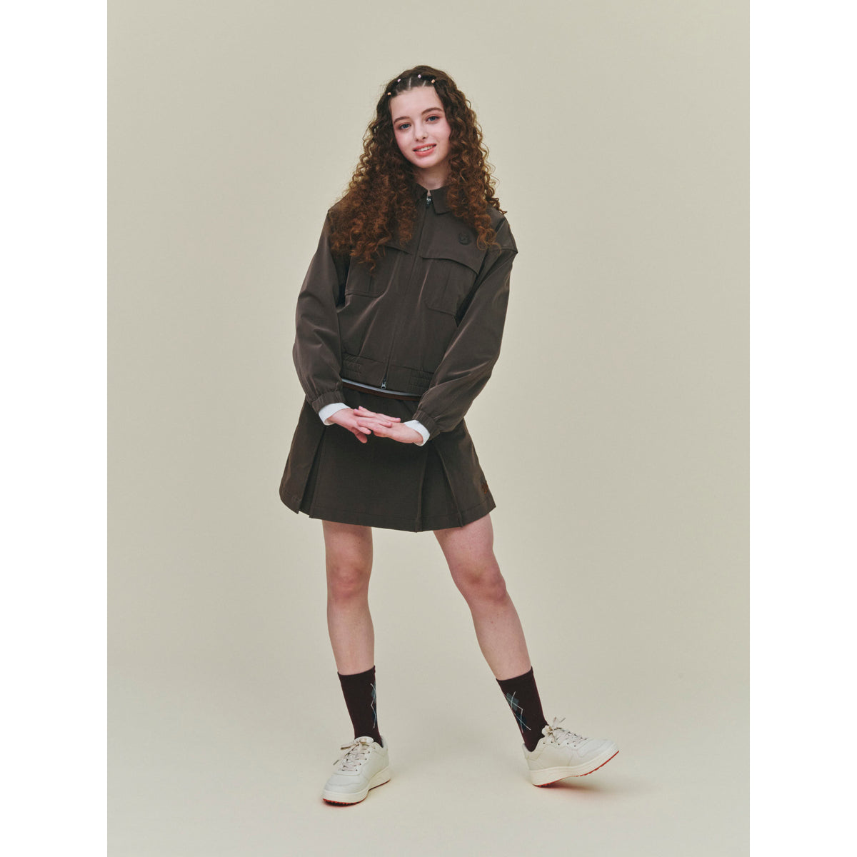 WOMEN シャーリングツイルショートパンツ ブラウン