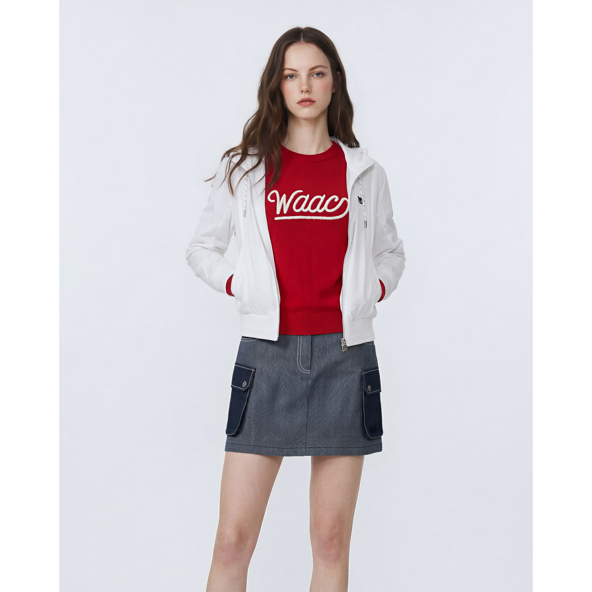 WOMEN カーゴデニムスカート ネイビー