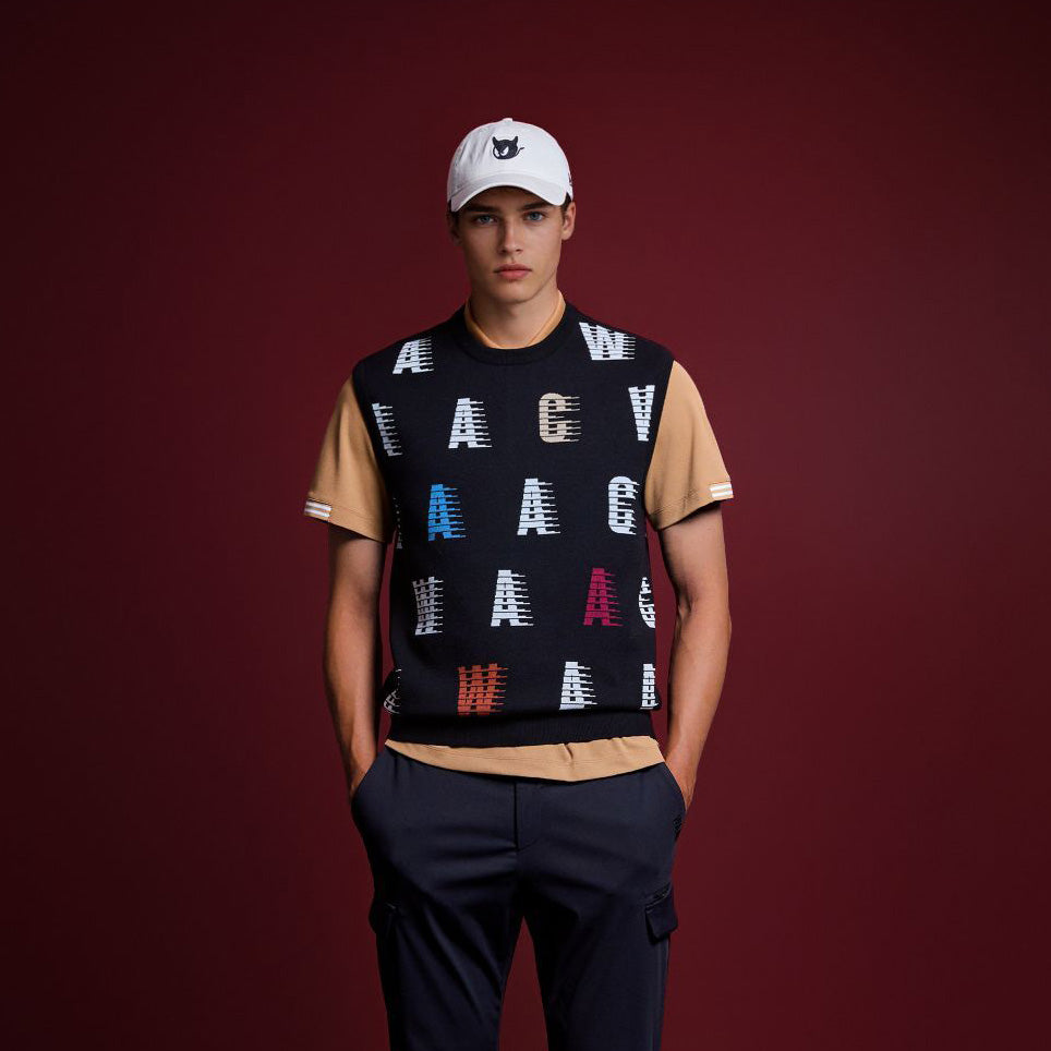 MEN COLORED WAAC ニットベスト ブラック