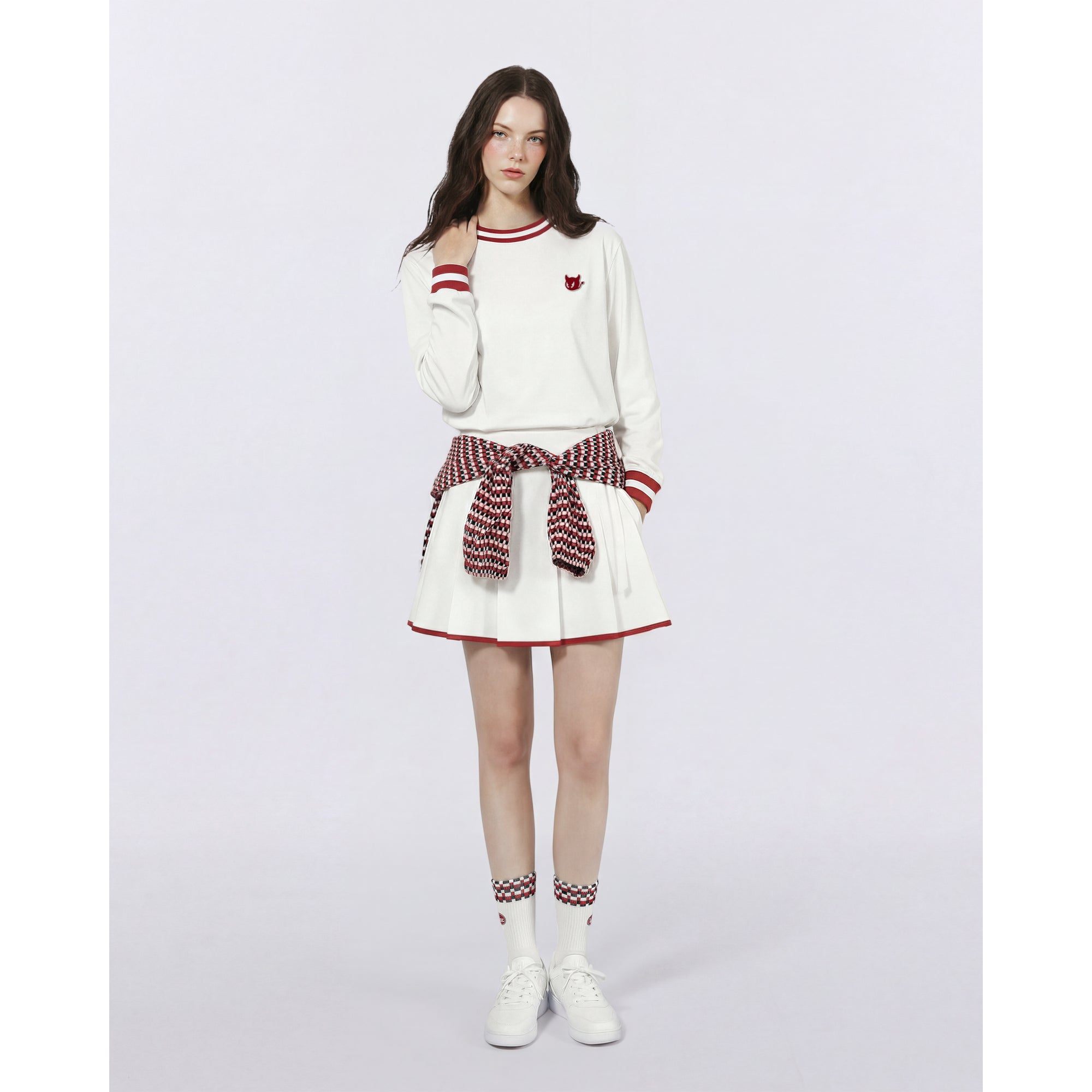 WOMEN ワイドプリーツ ハーフパンツ ホワイト