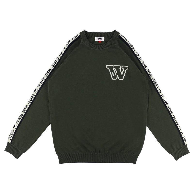 MEN CASHWOOL SWE 長袖プルオーバー オリーブ