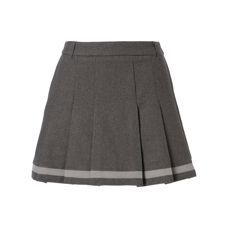 WOMEN ウールライクプリーツスカート チャコール