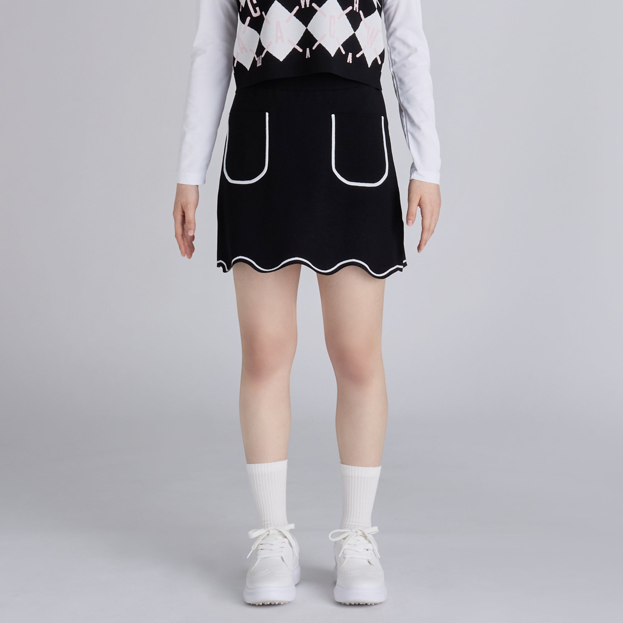 WOMENS ロゴアーガイルニット スカート グリーン/072242361