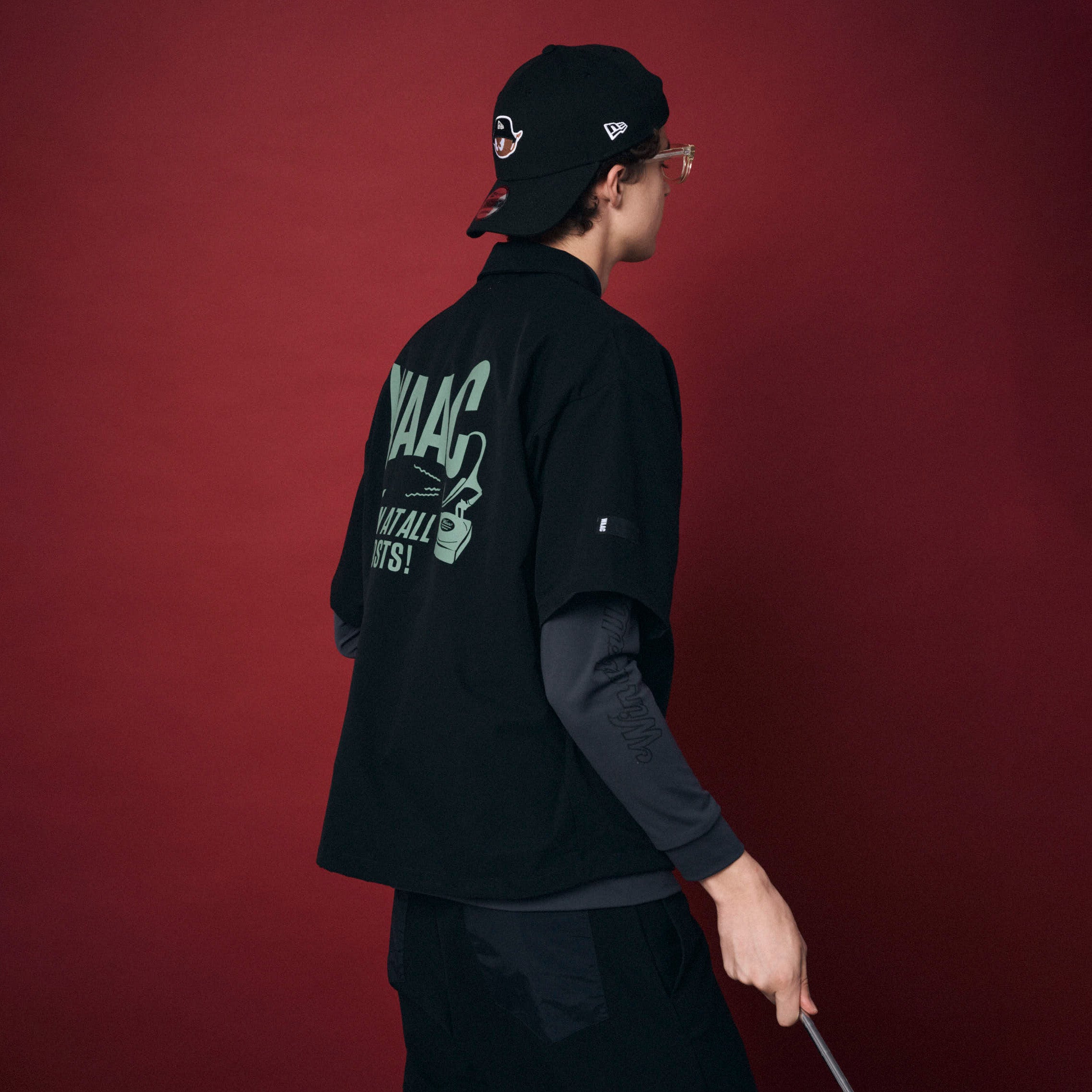 VAPORIZE ブラック ポロシャツ VAPORIZE（ヴェイパライズ）の「VAPORIZE / Mesh Polo Shirt