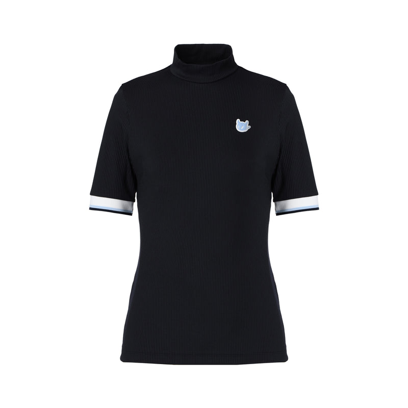 WOMEN リブモックネック ブラック