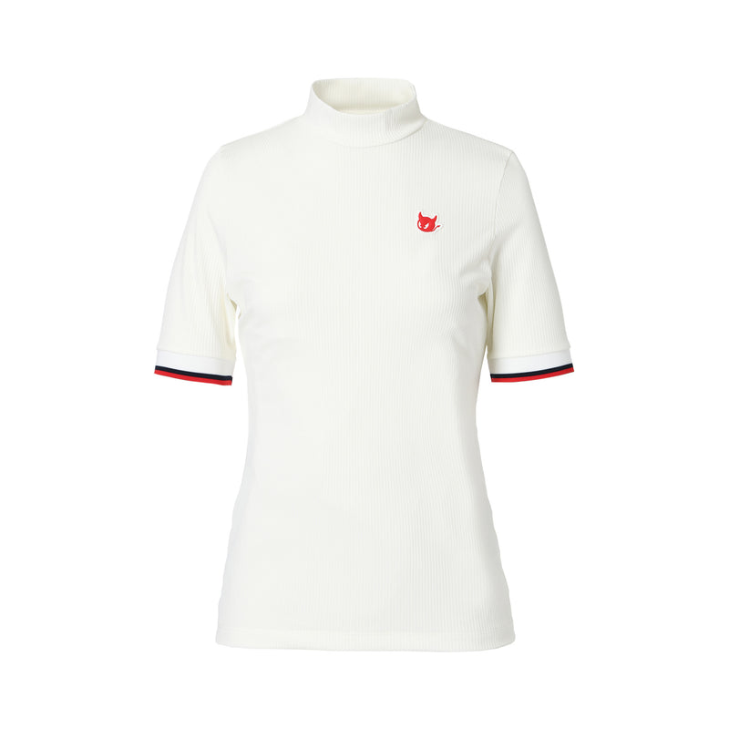 WOMEN リブモックネック ホワイト