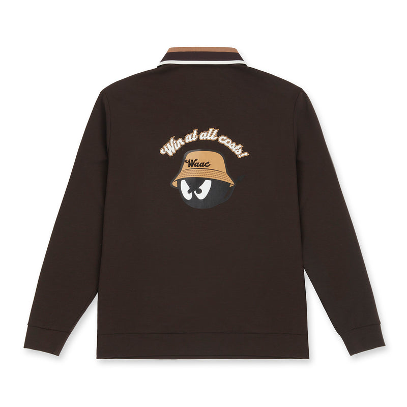 MEN BUCKET WAACKY ライトストレッチポンチポロシャツ ブラウン