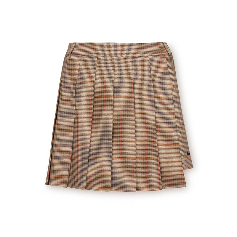 WOMEN チェックプリーツラップショートパンツ ベージュ