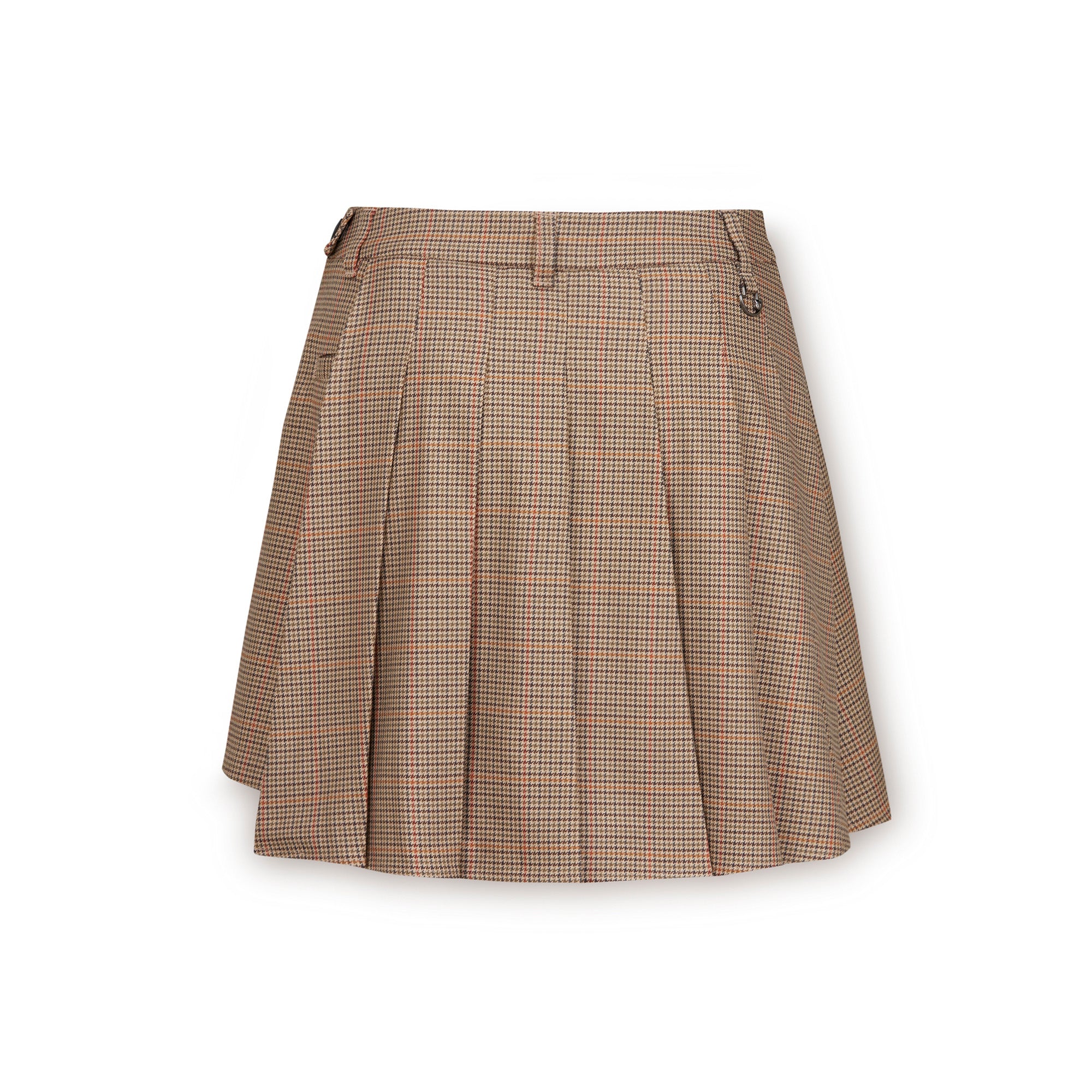 WOMEN チェックプリーツラップショートパンツ ベージュ