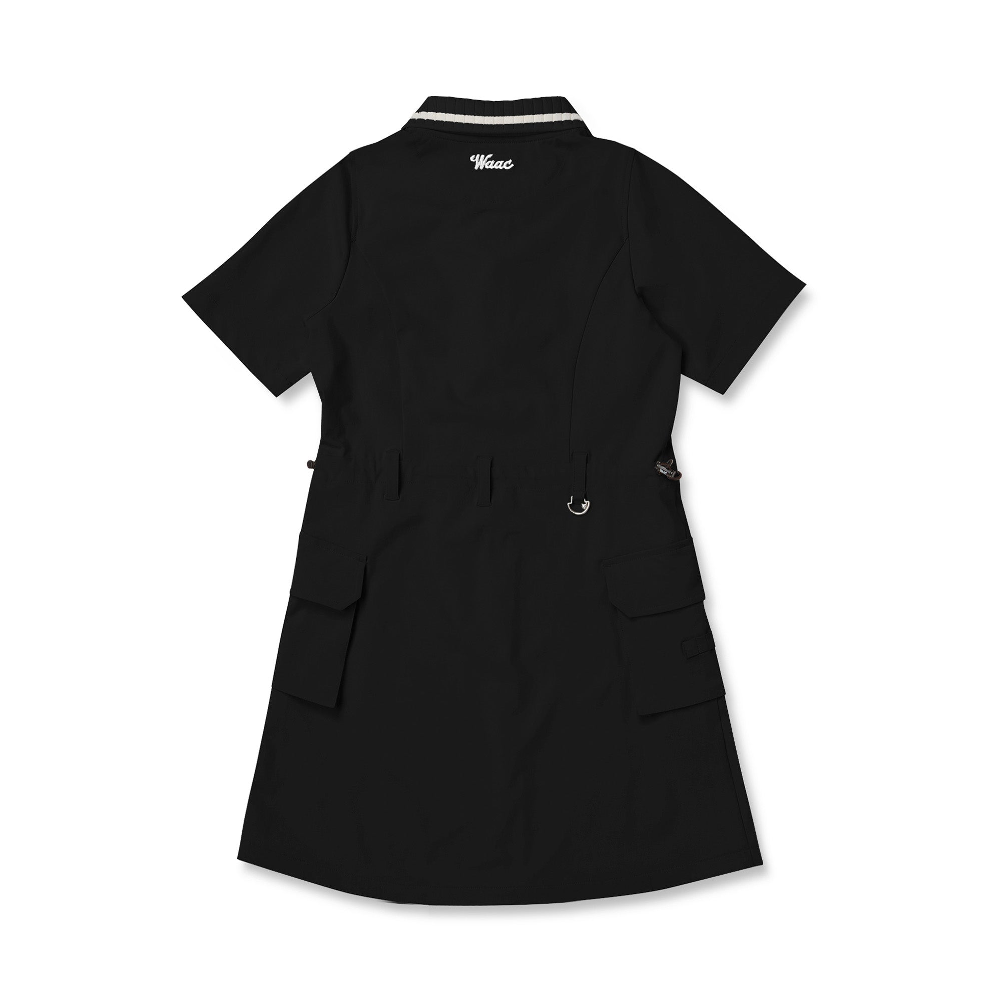 WOMEN リブカラーフルジップワンピース ブラック