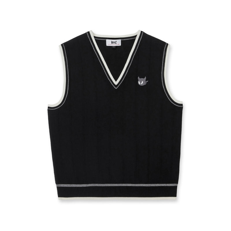 WOMEN トラッドストライプニットベスト ブラック