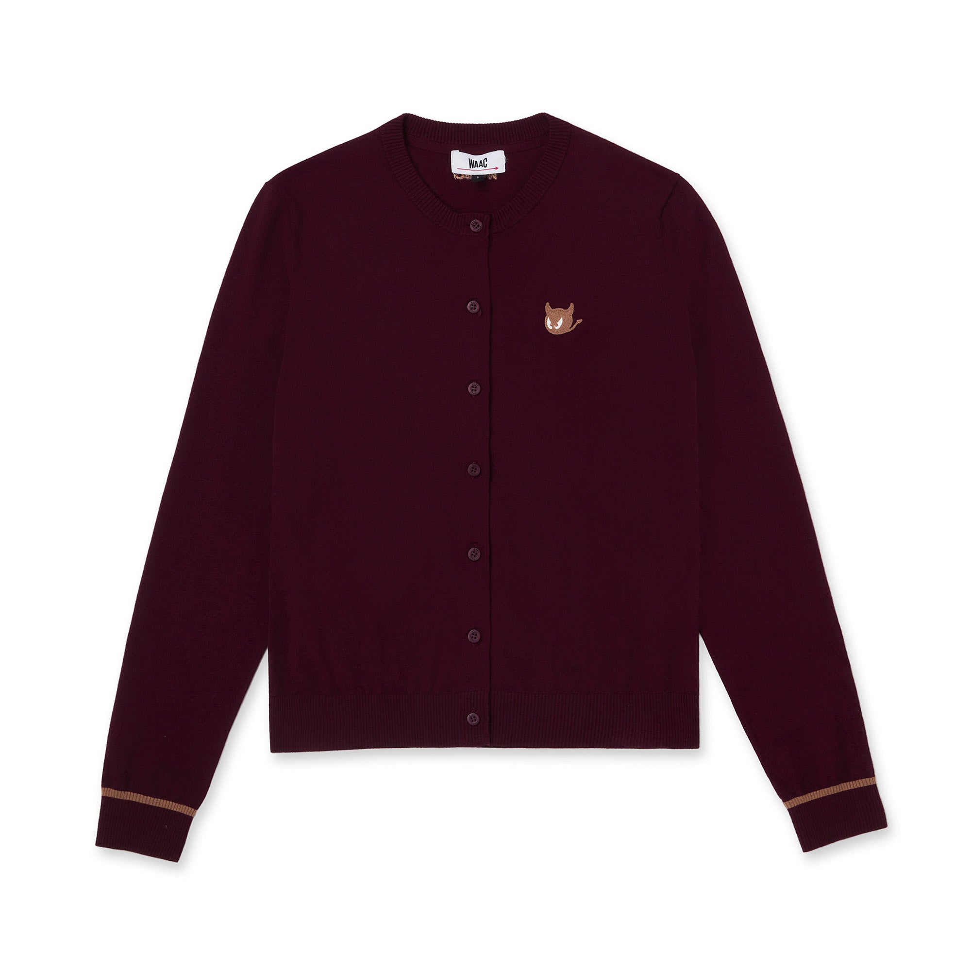 WOMEN ESSENTIAL ニットカーディガン バーガンディ
