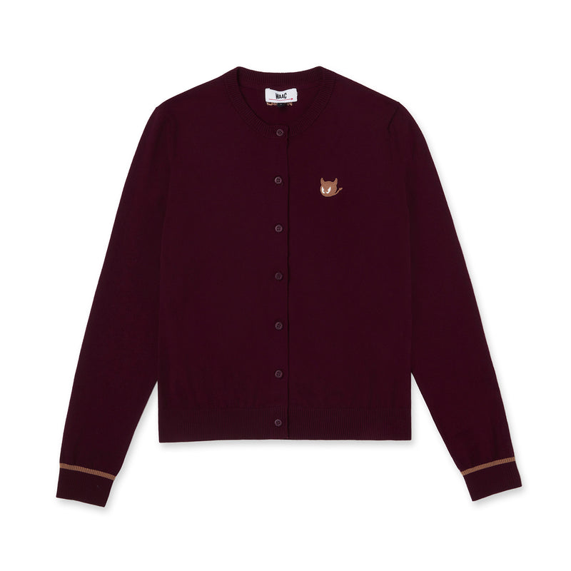 WOMEN ESSENTIAL ニットカーディガン バーガンディ