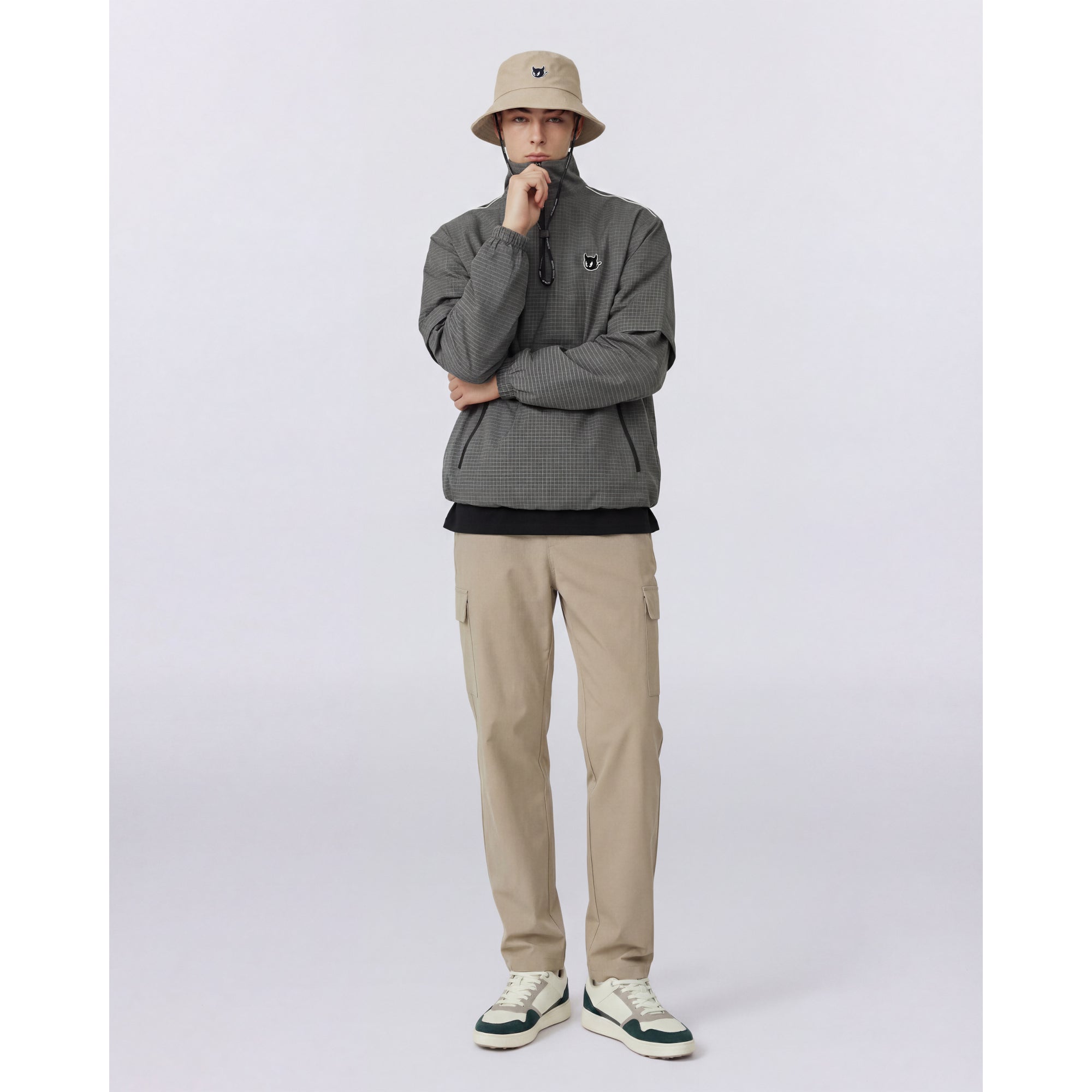 UNISEX COOLMAX ワイドブリム バケットハット カーキ