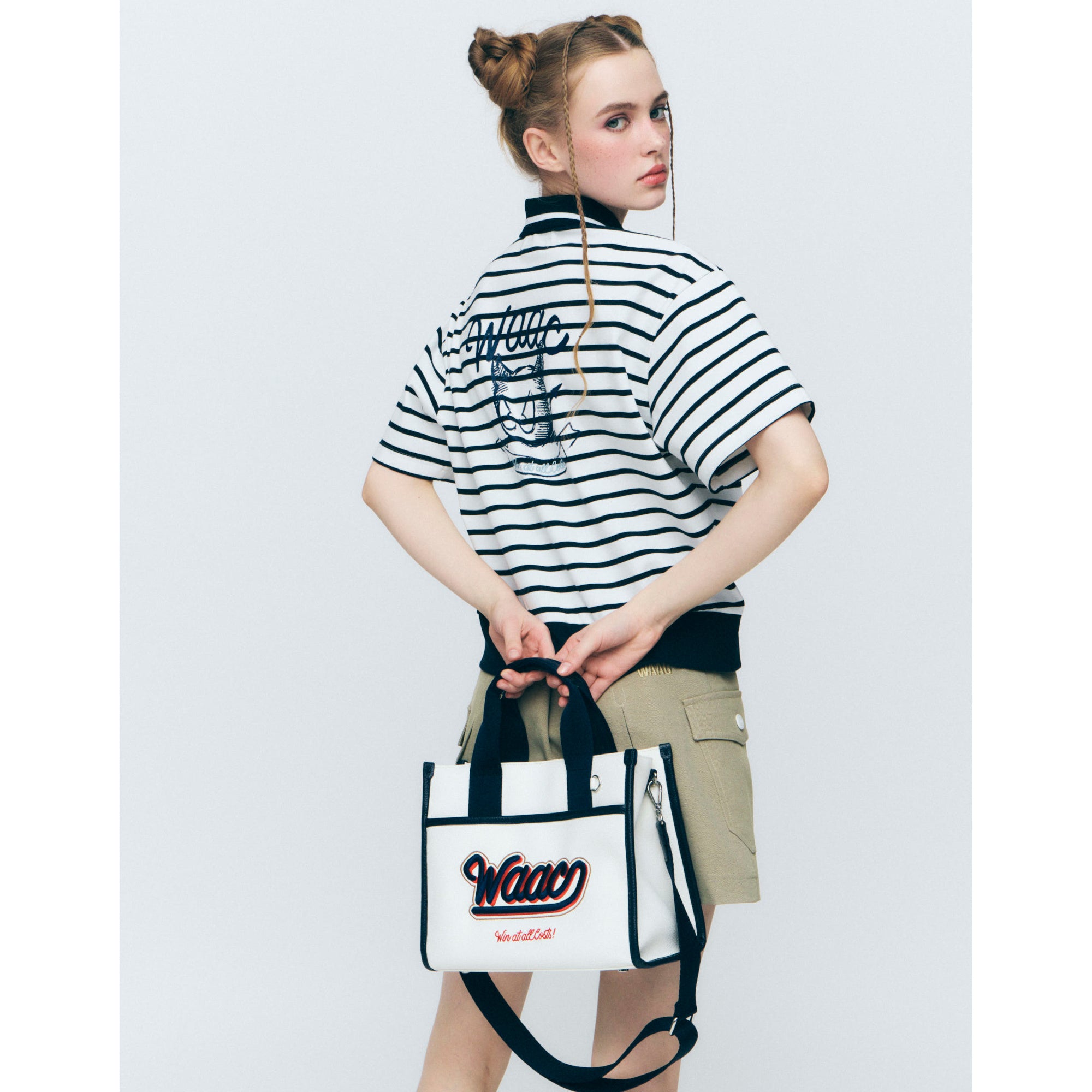 アンダーカバー 20SS 刺繍ポートレートバックパック PUレザー 2WAYカートバッグ アイボリー